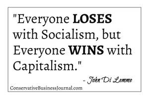 Quote Card - "Everyone LOSES with Socialism, but Everyone WINS with Capitalism!"