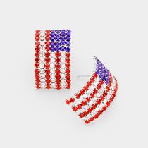 Crystal American Flag Earrings